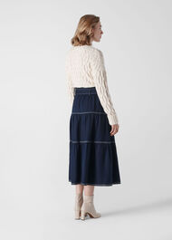 Hilde Tiered Denim Skirt Dark Denim