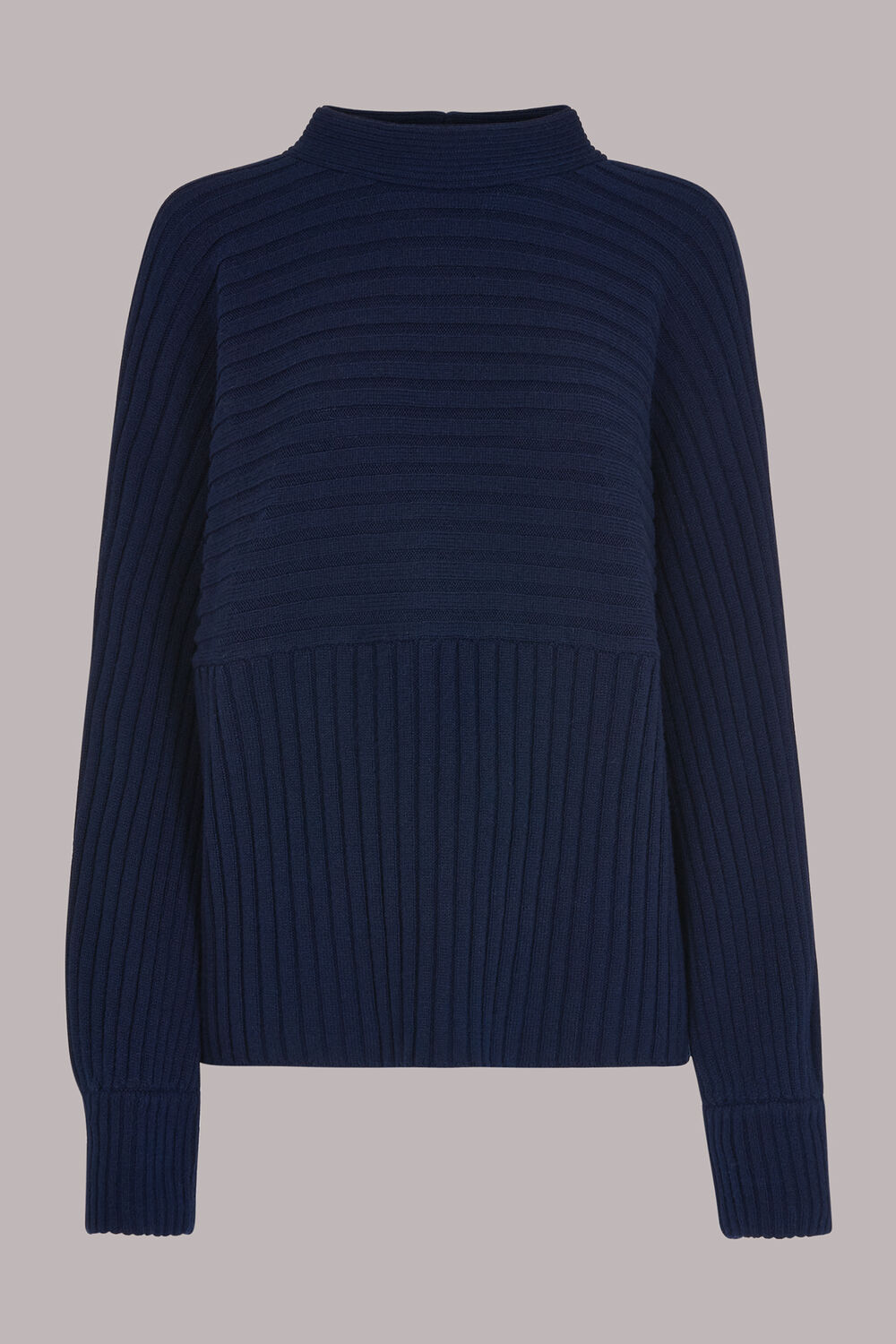 Contrasting Rib Funnel Neck