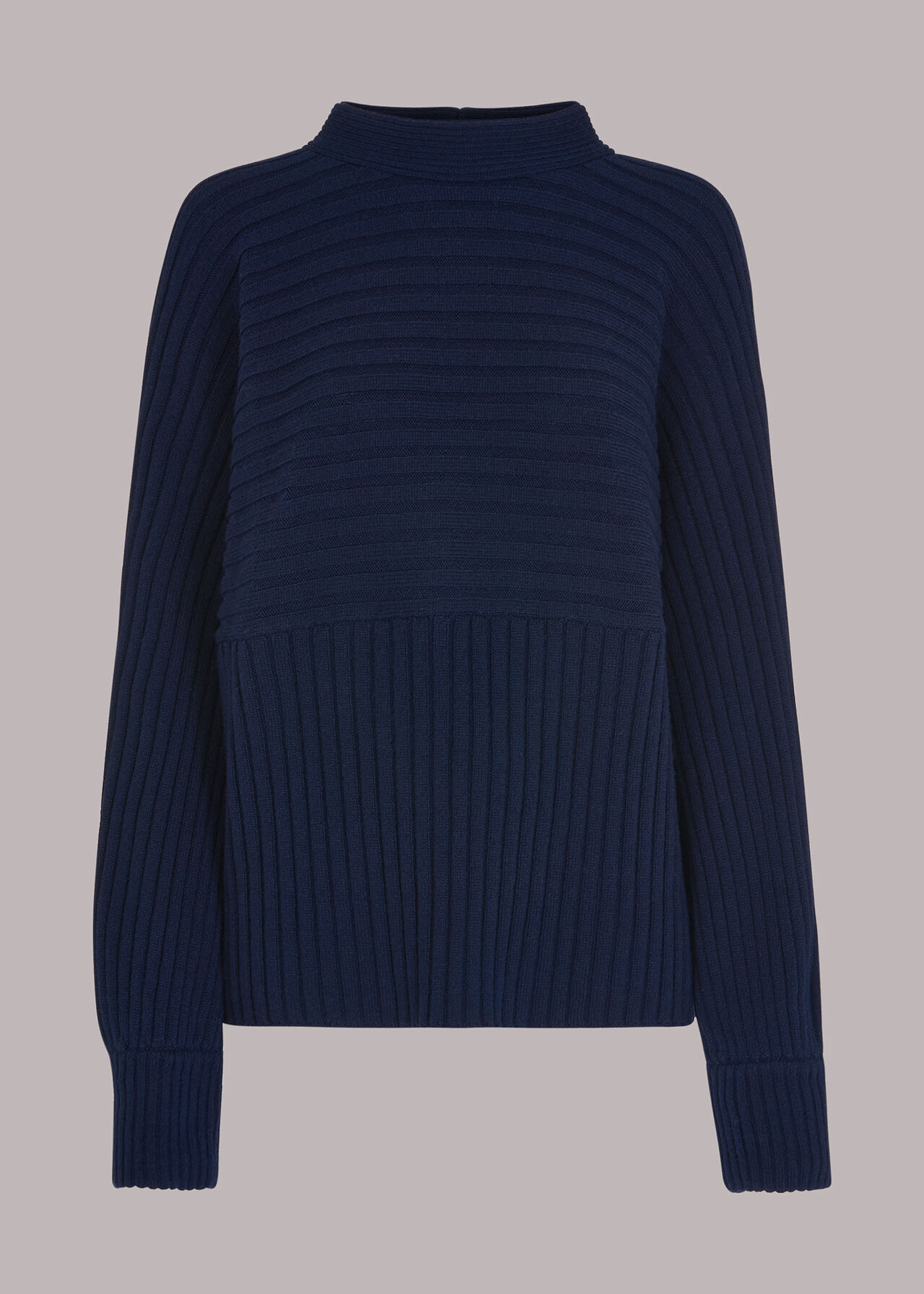 Contrasting Rib Funnel Neck