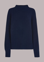 Contrasting Rib Funnel Neck