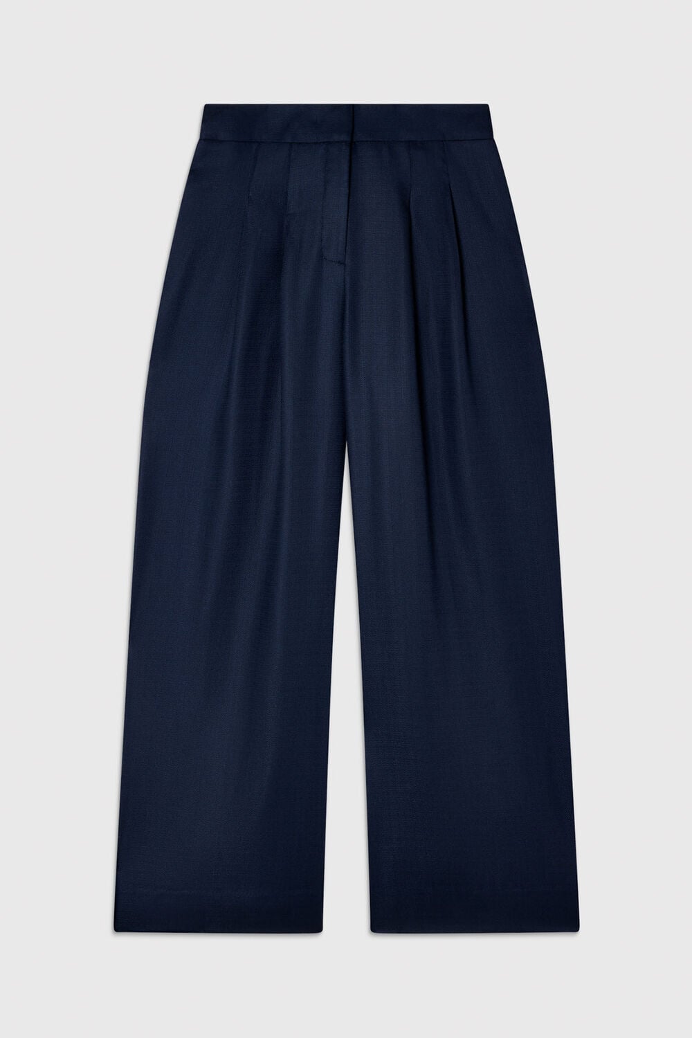 Navy Wide Leg Hopsack Trouser