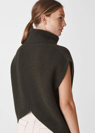 Polo Neck Tunic Knit Khaki