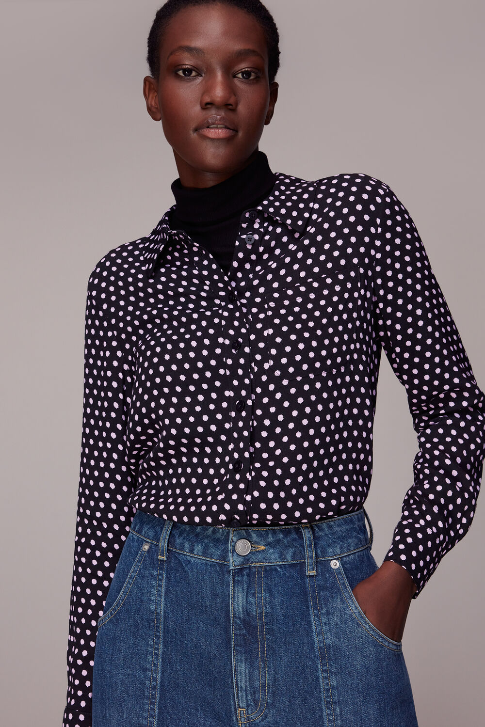 Black Dotted Spot Print Shirt