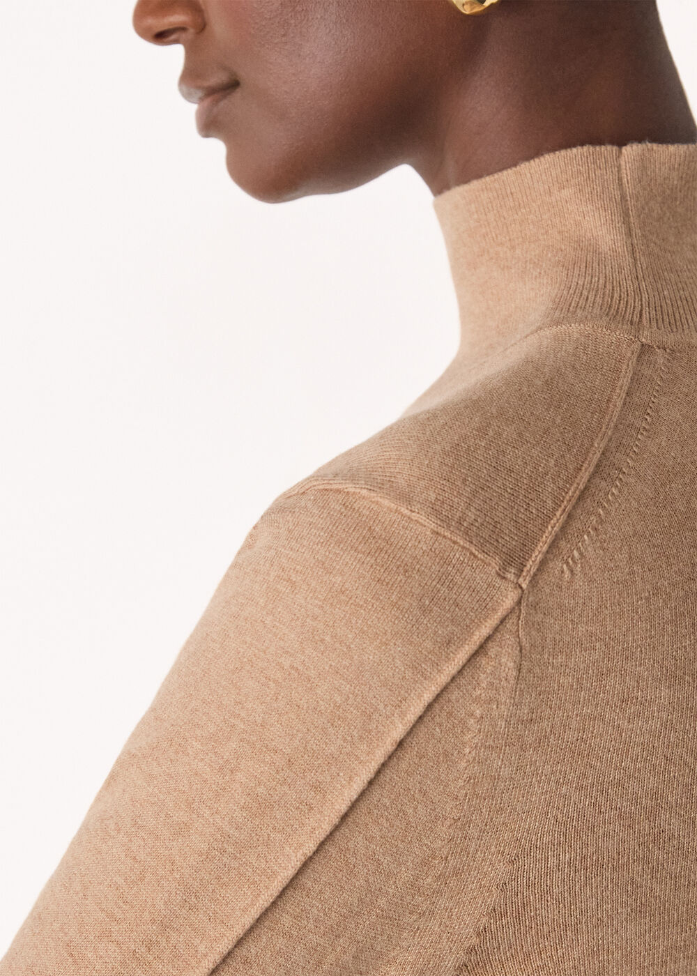 Fine Wool Mix Funnel Neck Knit