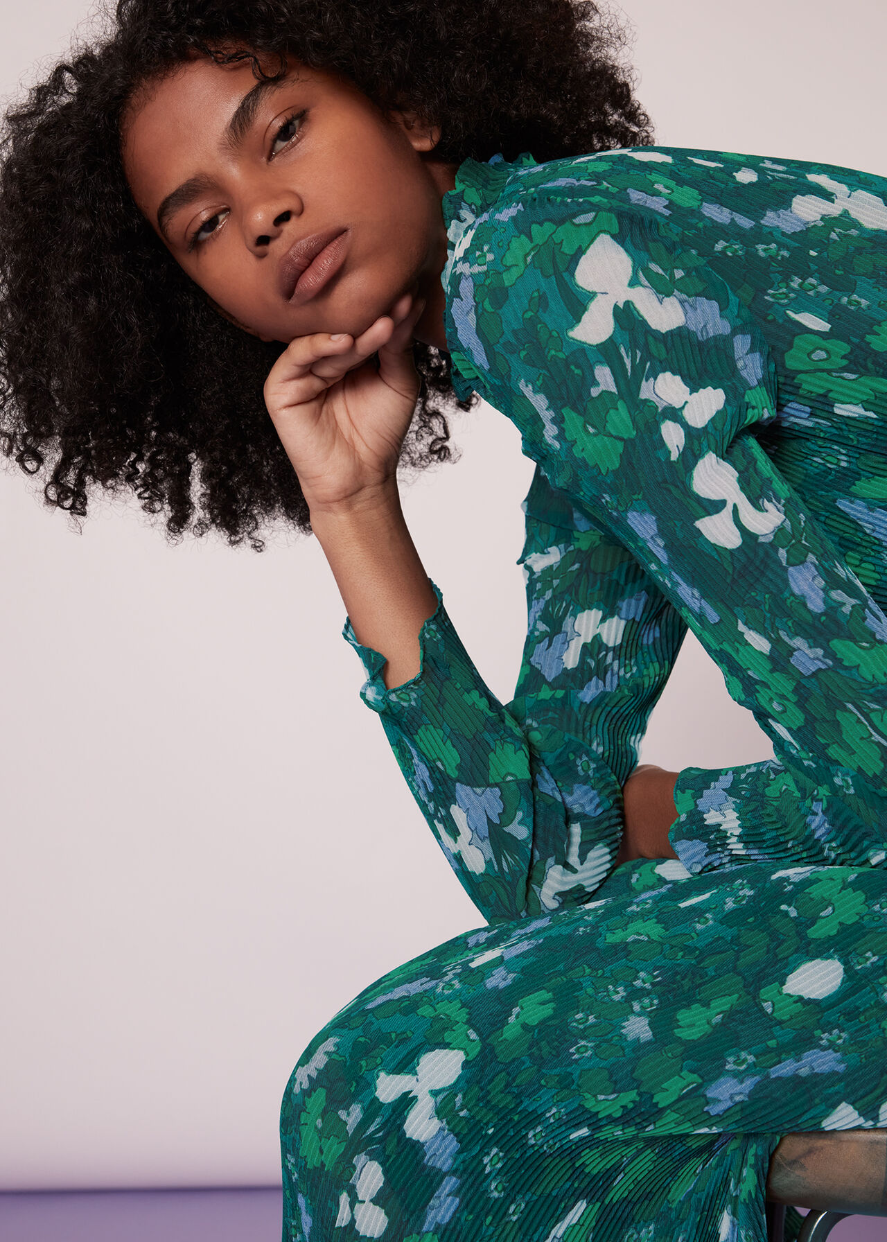 Kaleidoscope Plisse Midi Dress
