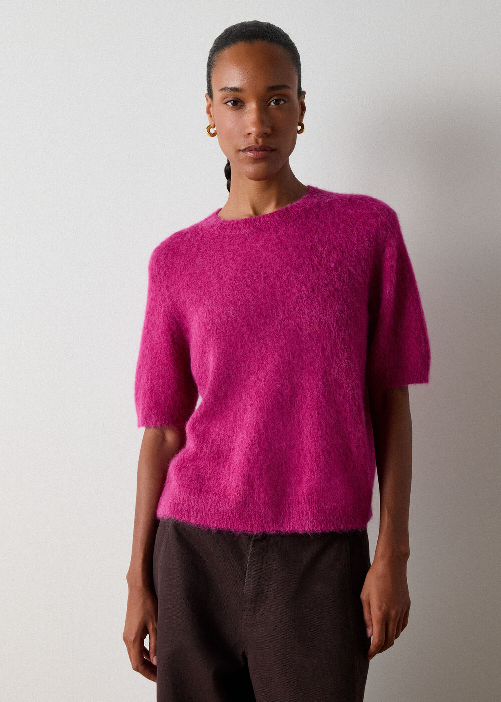 Pink Alpaca Mix Knitted Tee