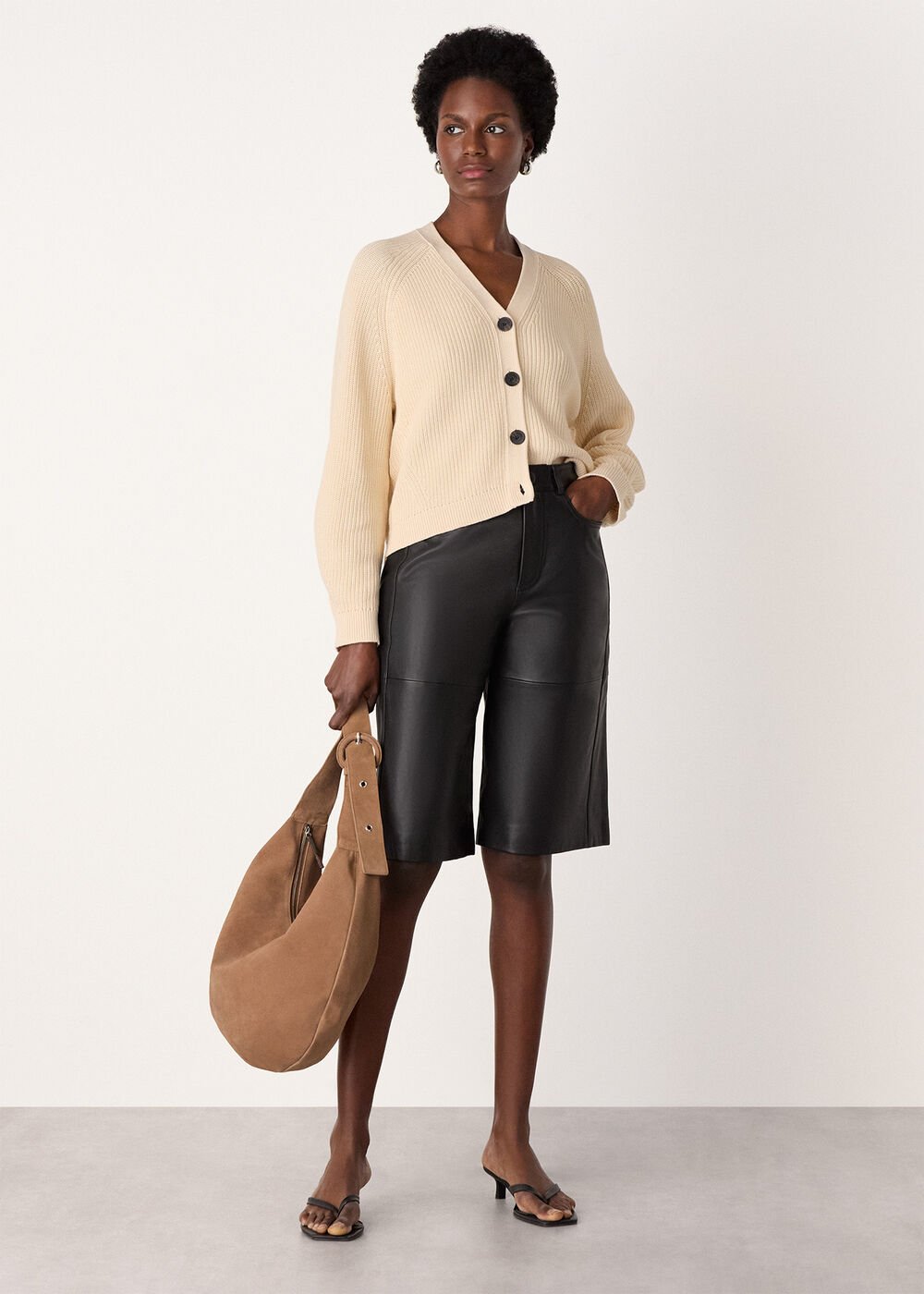 Petite V Neck Cotton Cardigan