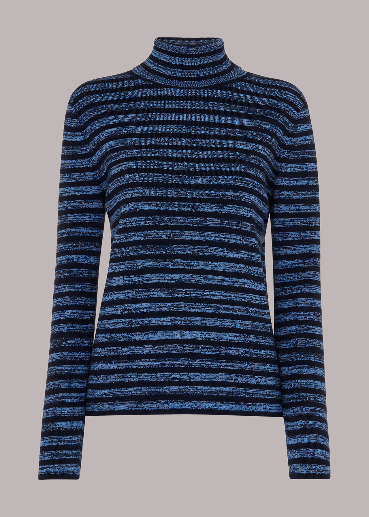Stripe Polo Neck Knit