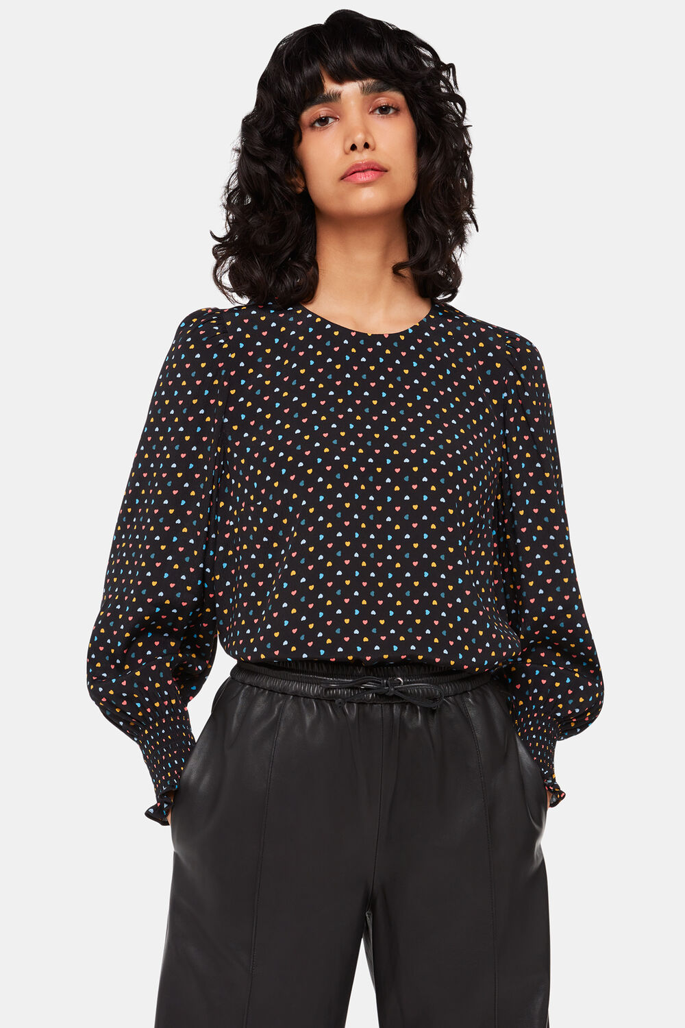 Black Scattered Hearts Blouse