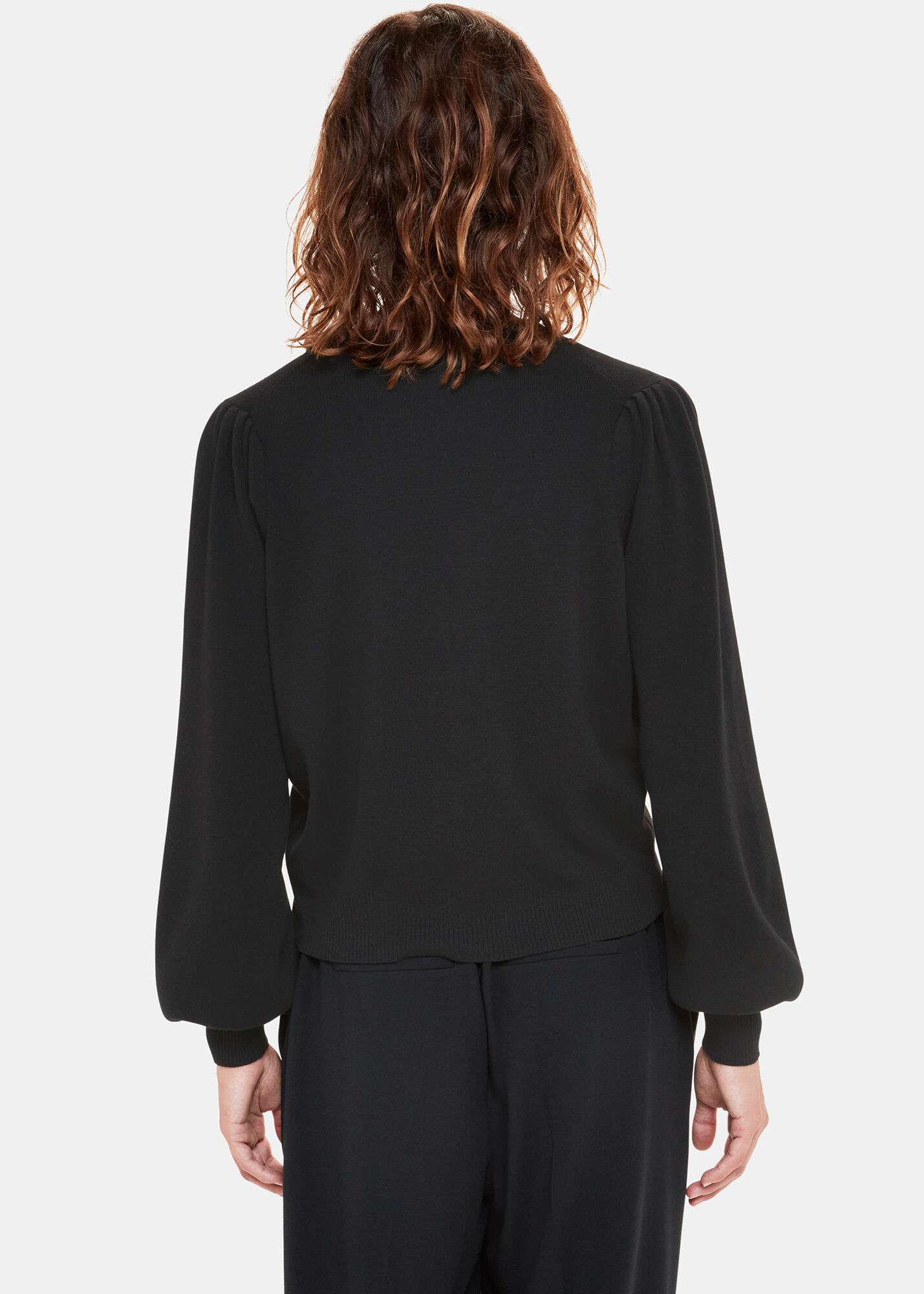Black bubble sleeve cardigan top