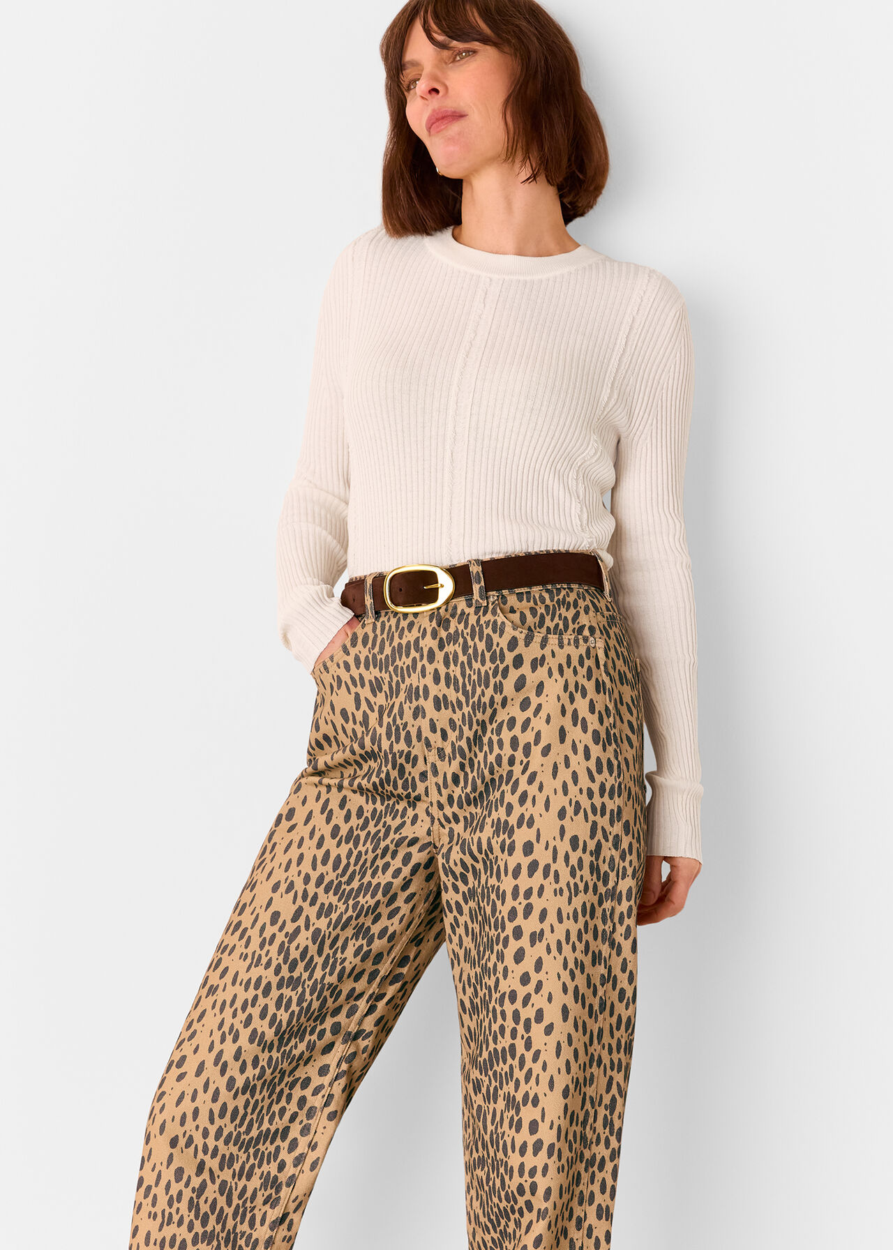 Animal Spot Barrel Leg Jean