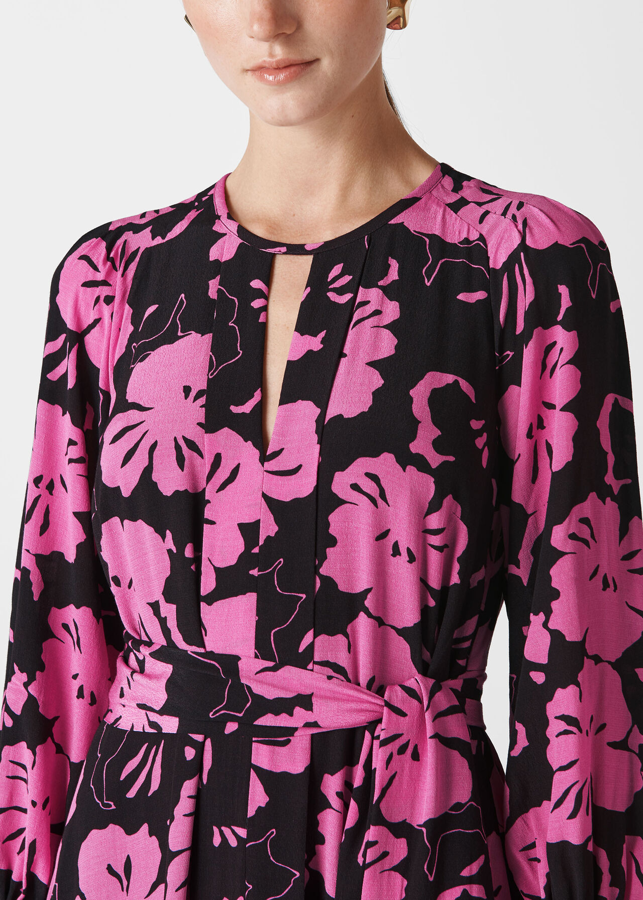 Ari Hibiscus Belted Dress Pink/Multi