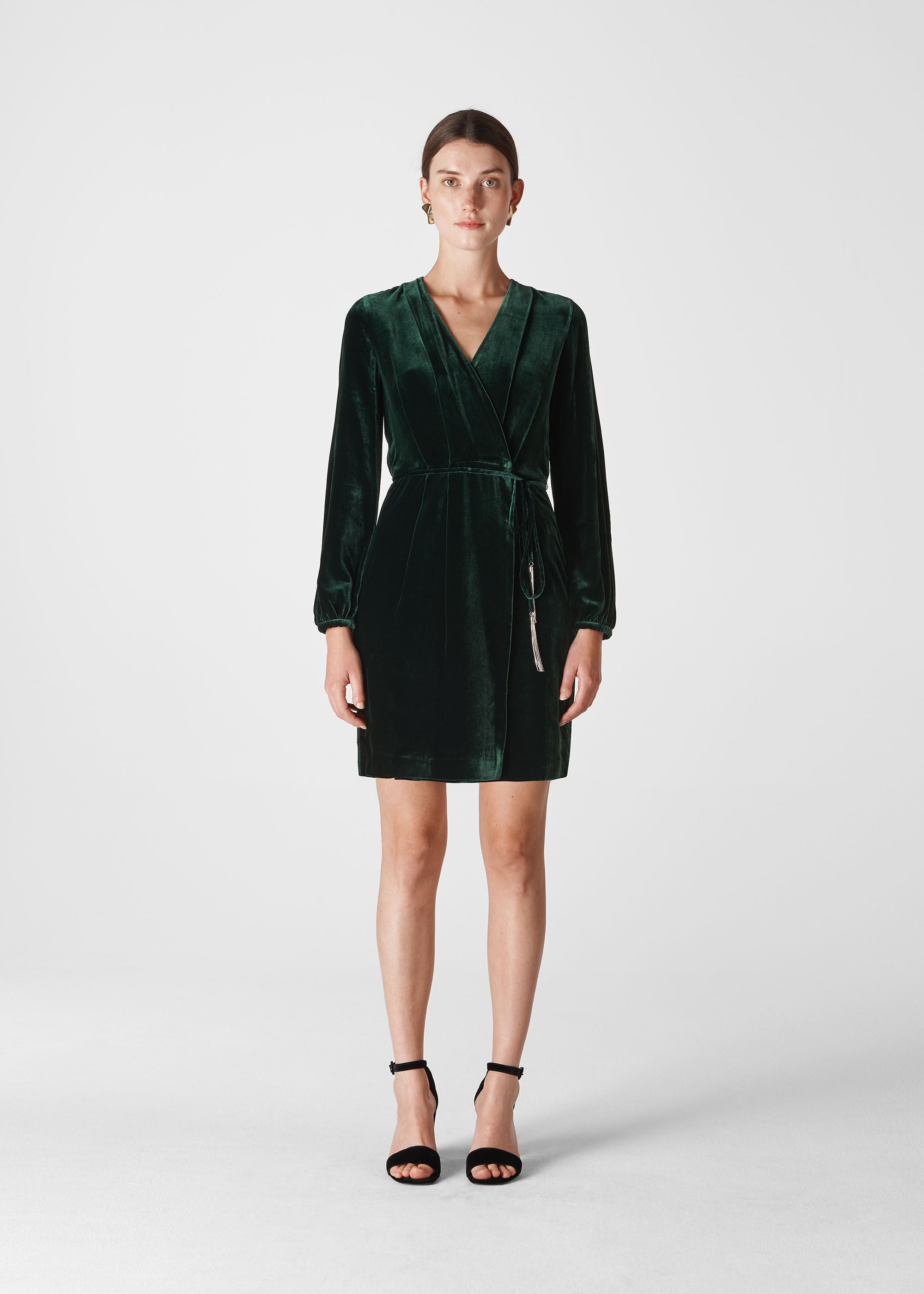 dark green velvet dress long