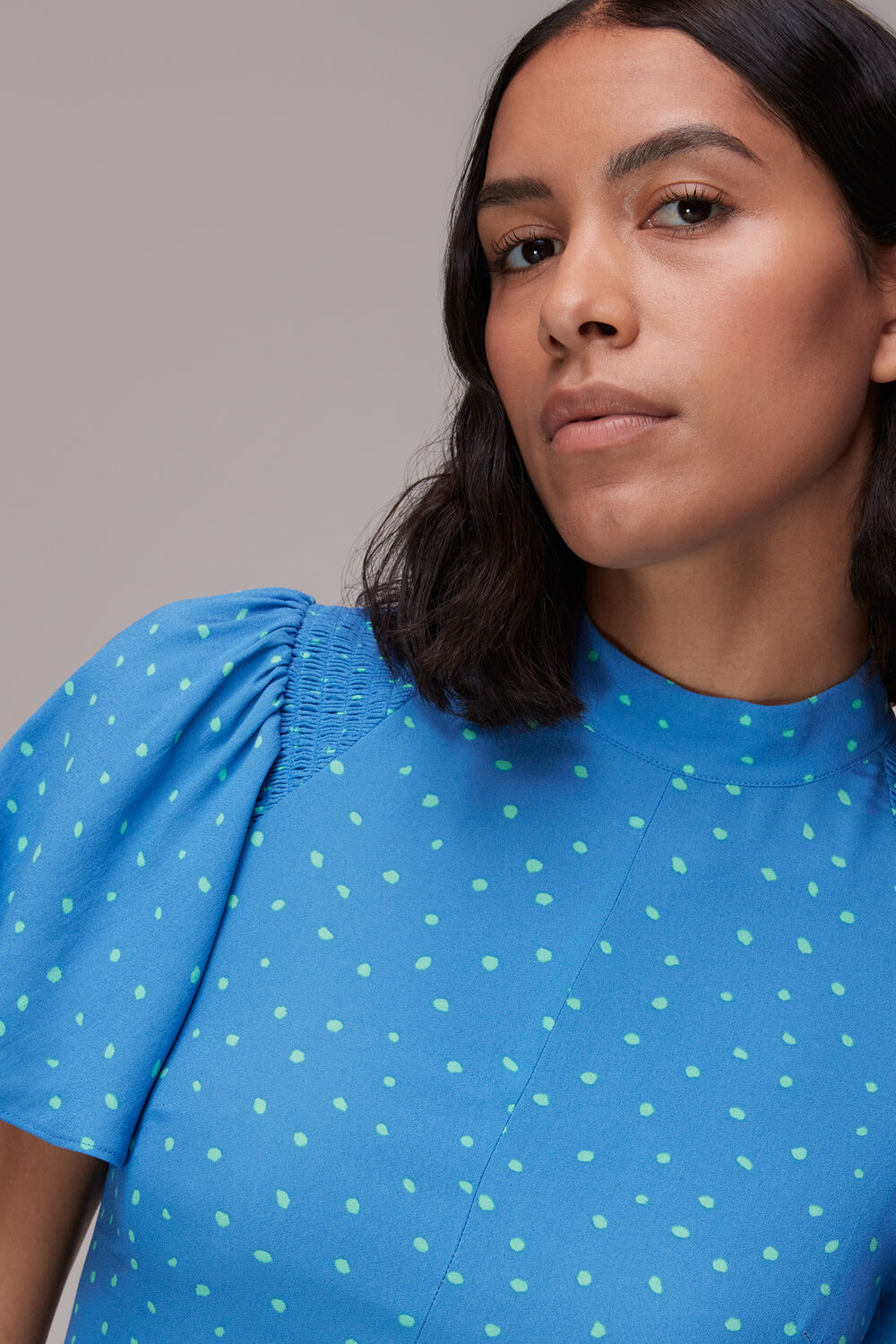 Uneven Spot Print Midi Dress