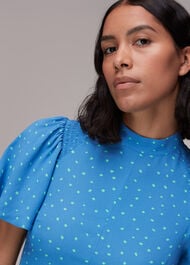 Uneven Spot Print Midi Dress