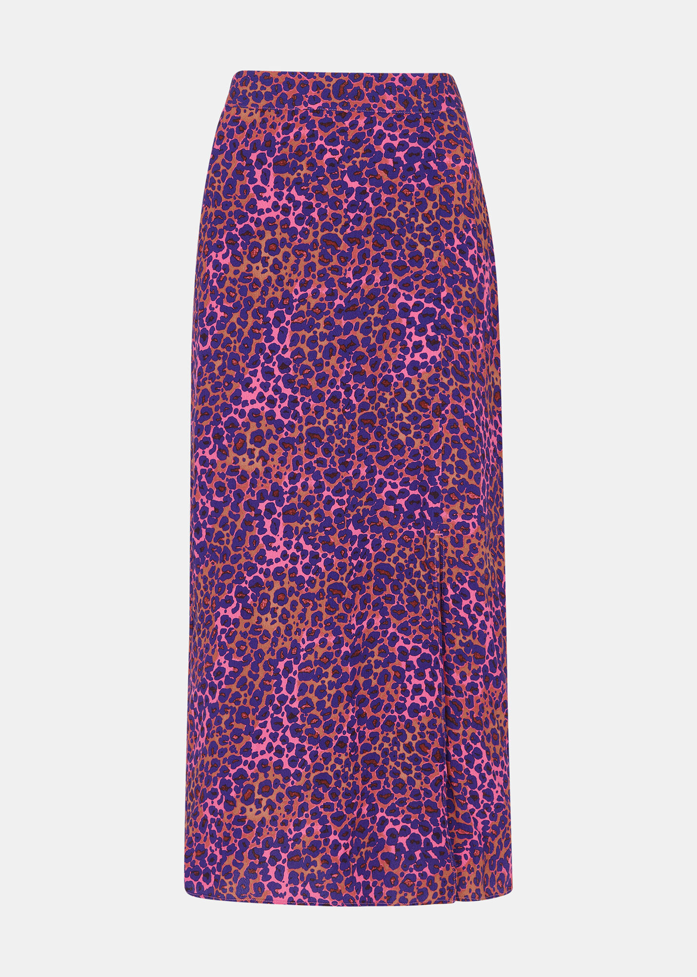 Pink Mottled Leopard Midi Skirt