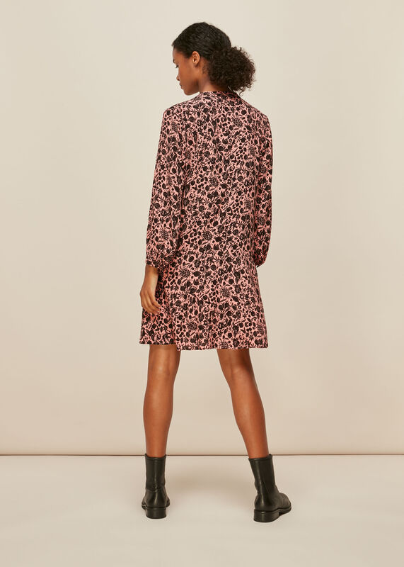 Pink Tropical Fruit Print Dress