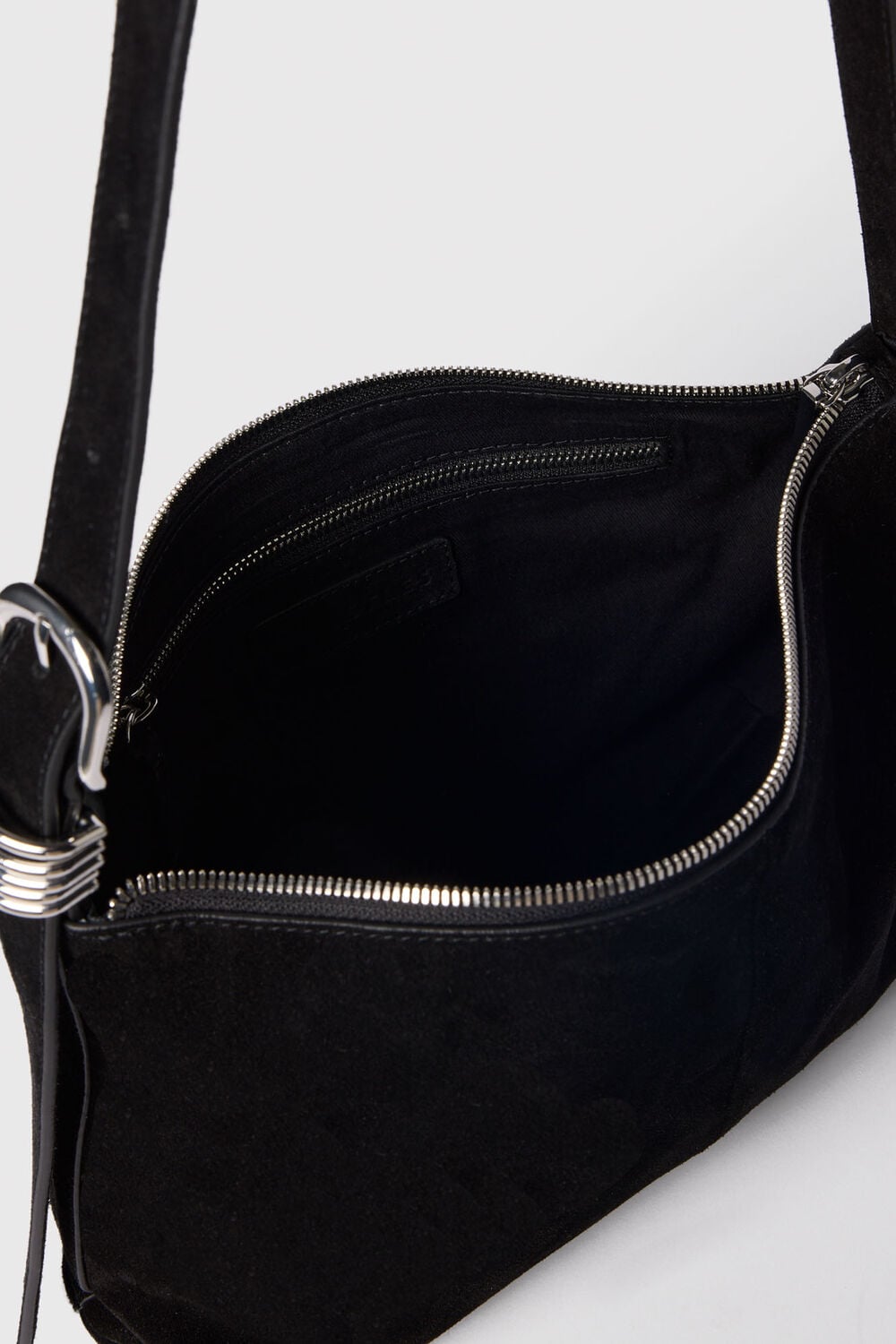Black Ring Detail Suede Bag