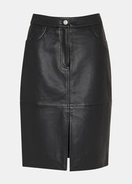 Leather Front Split Midi Skirt