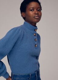 Puff Sleeve Button Sweat