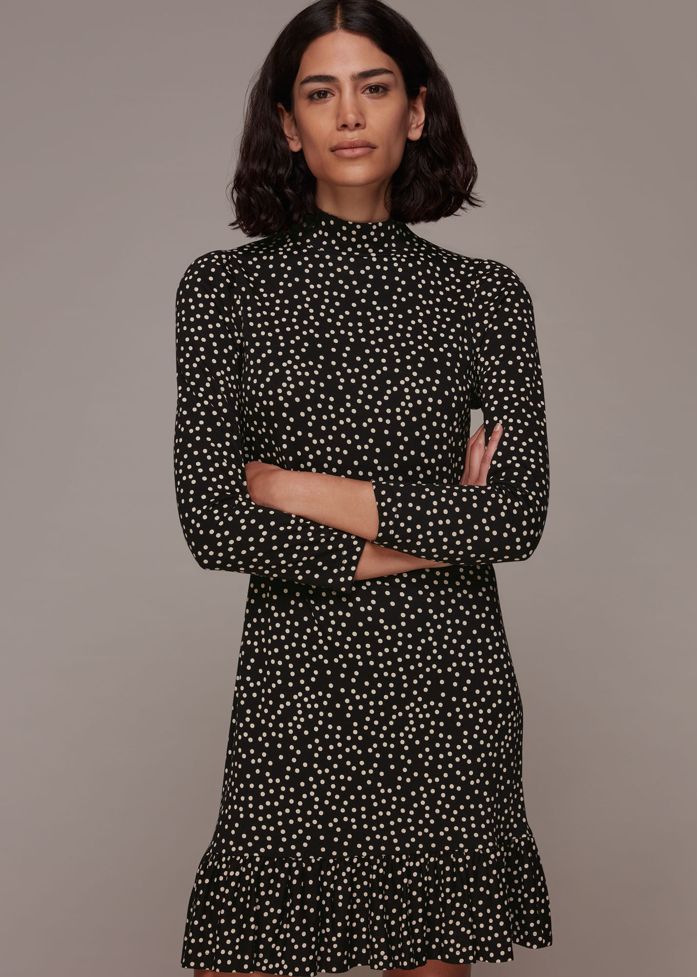 Spotty best sale black dress