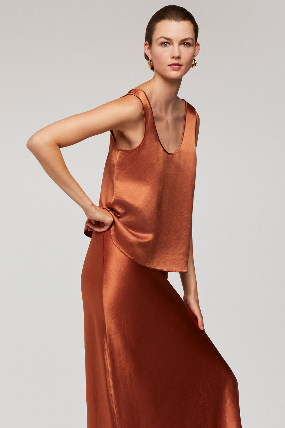 Bronze Ella Bias Cut Skirt