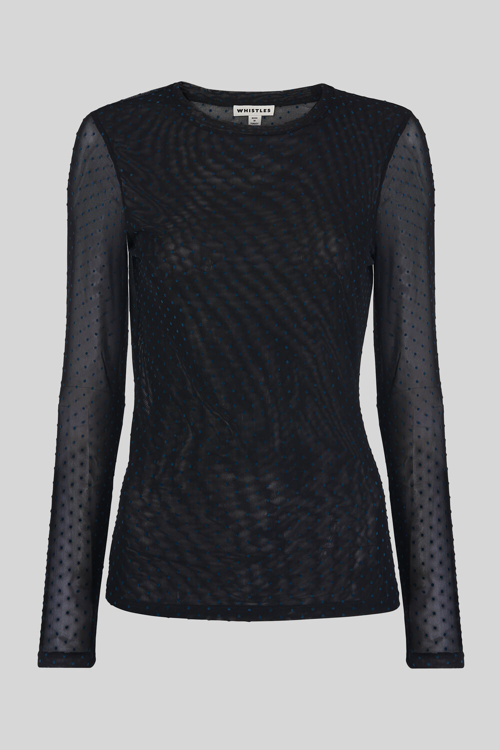 Flocked Mini Spot Mesh Top Teal