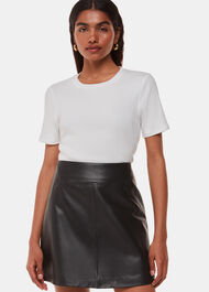 Petite Leather A Line Skirt