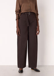 Belted Cotton Barrel Trouser
