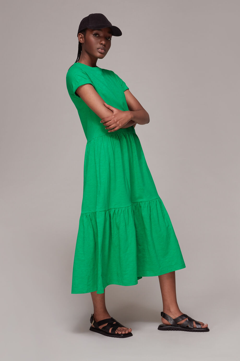 Tiered Jersey Midi Dress