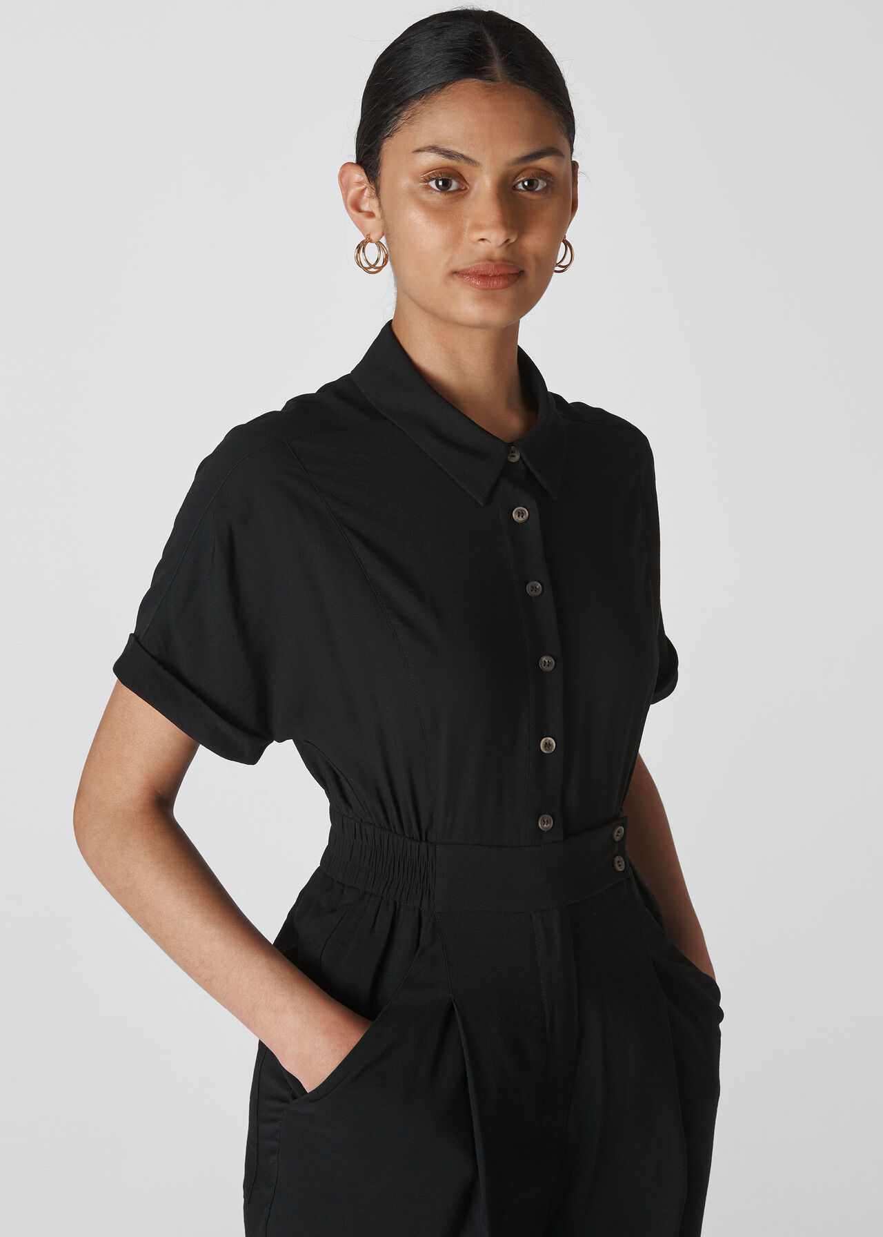 Lidia Button Jumpsuit Black