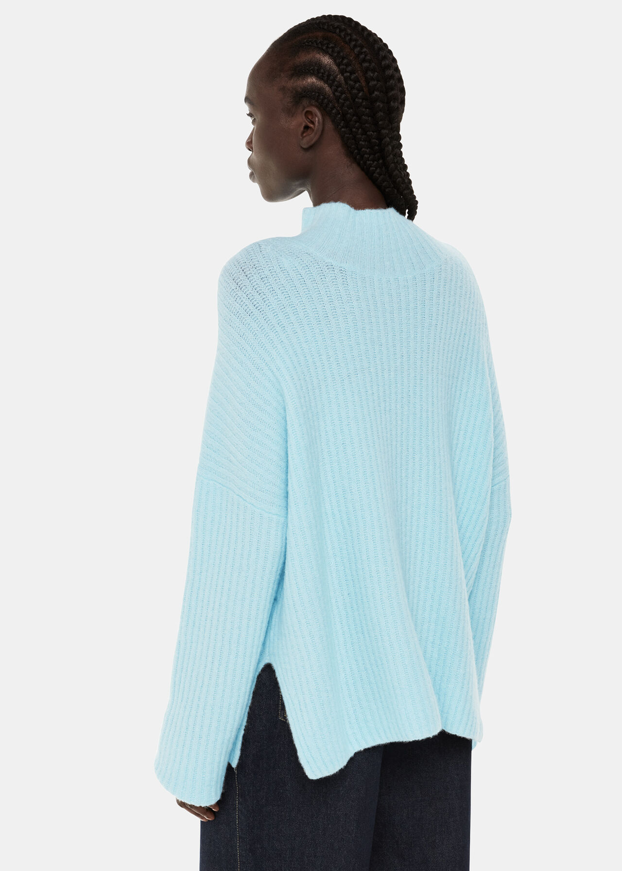 Wool Mix Rib Funnel Neck