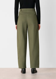 Belted Cotton Barrel Trouser