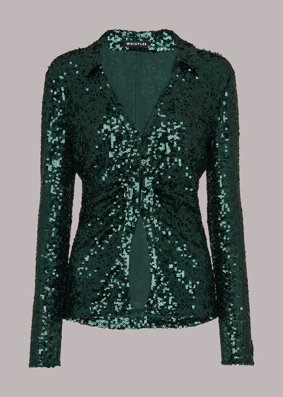 Dark Green Layla Sequin Shirt