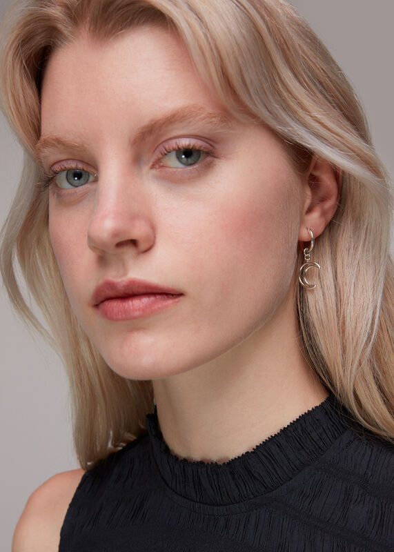 Silver Moon Outline Hoop