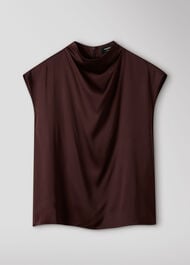 Cowl Neck Satin Sleeveless Top