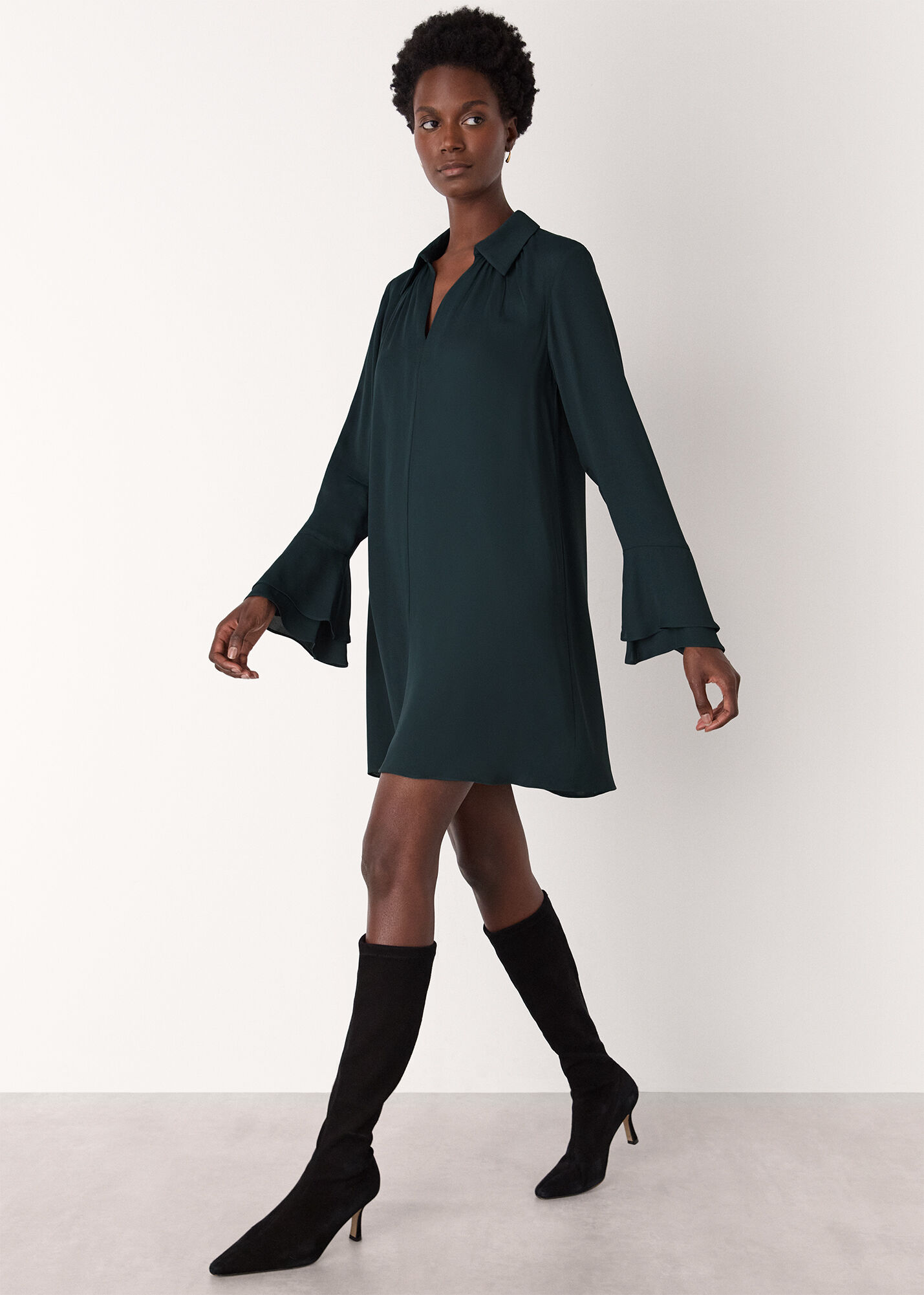 Green/Multi Floral Trapeze Shirt Dress | WHISTLES | Whistles US |