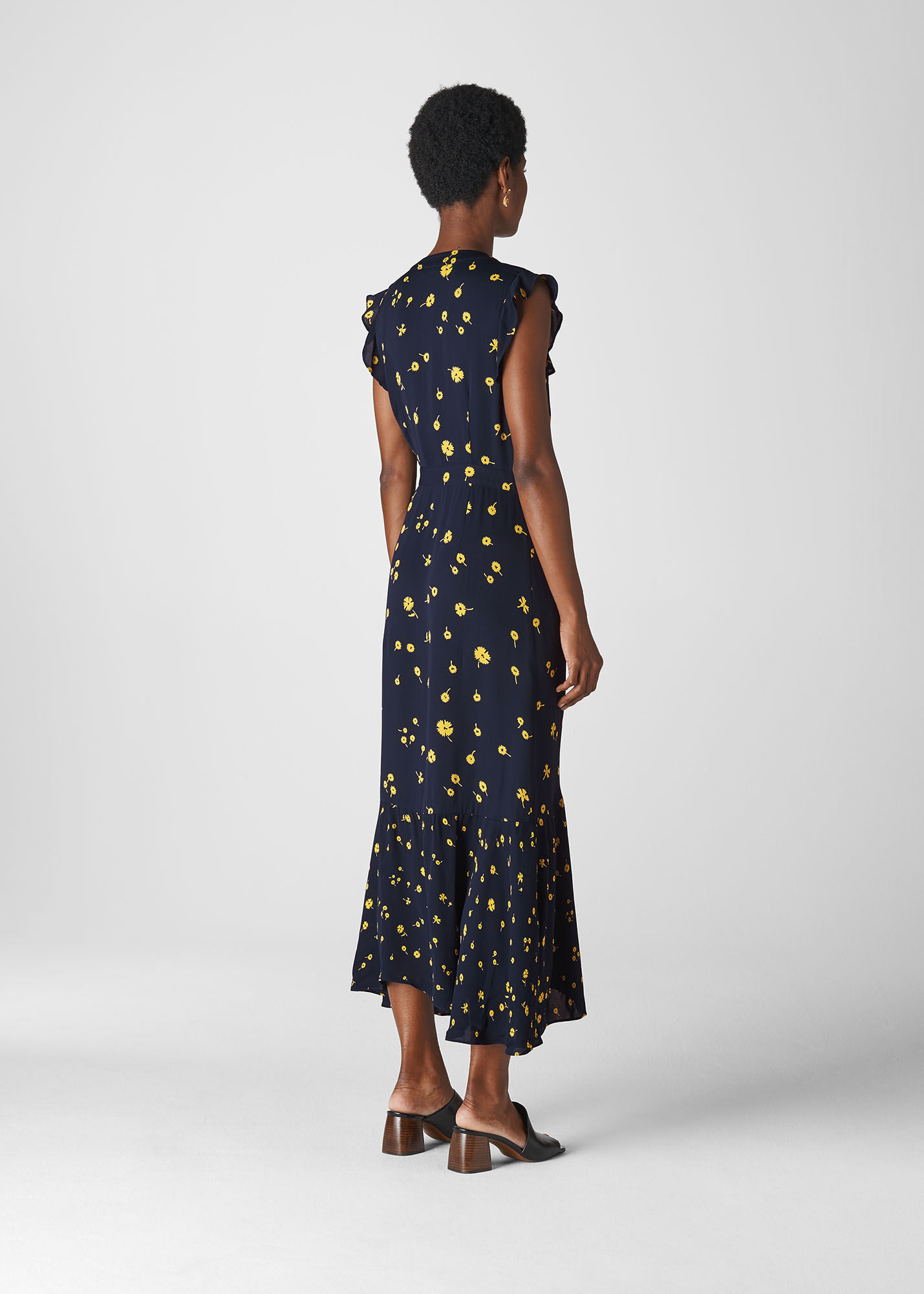 Navy Daisy Chain Wrap Dress