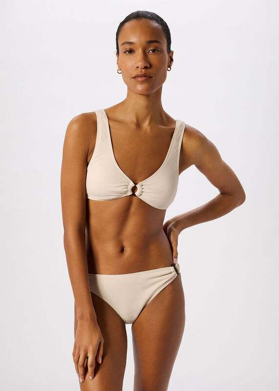 Ivory Ring Detail Bikini Top