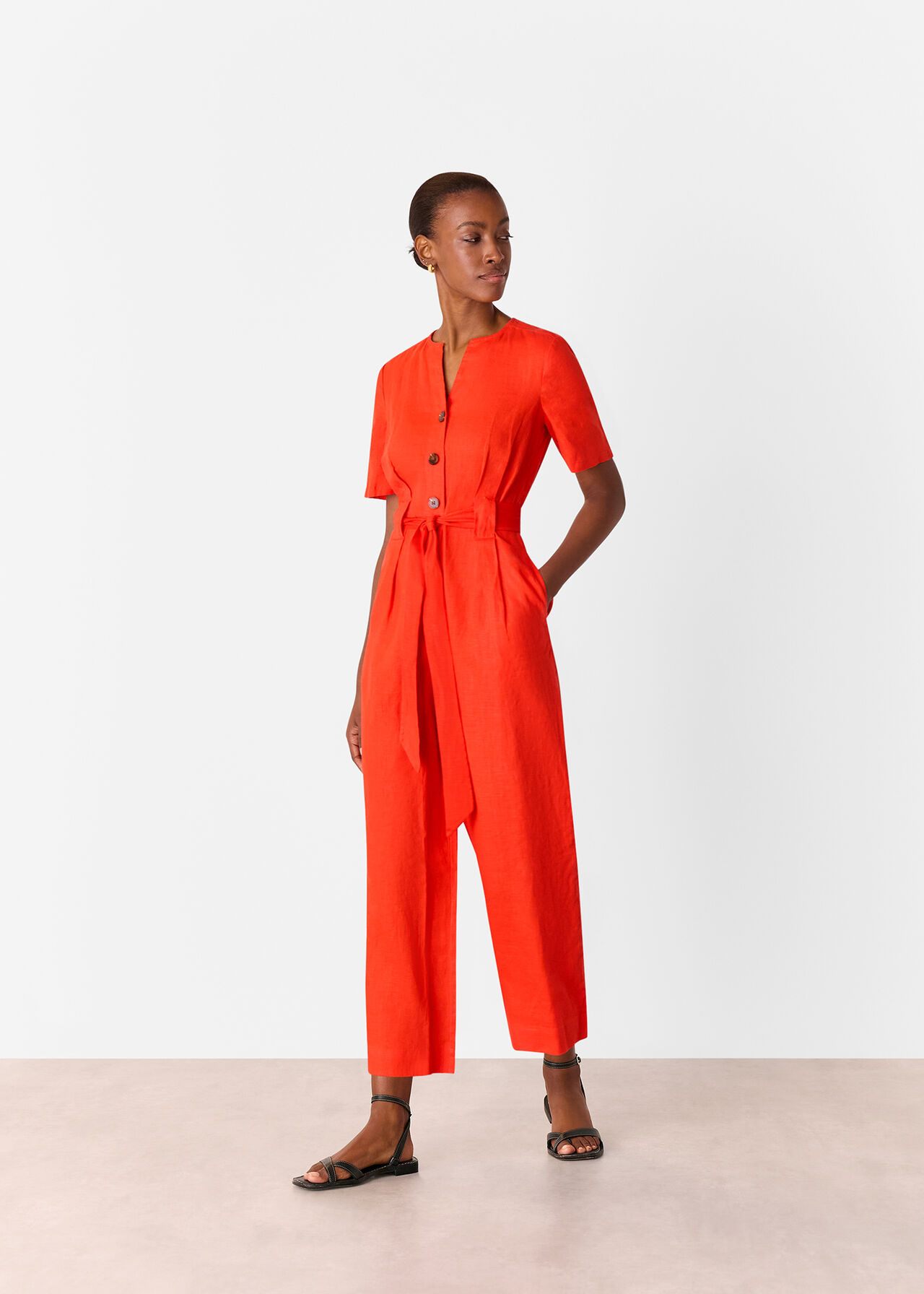 Fiona Linen Button Jumpsuit