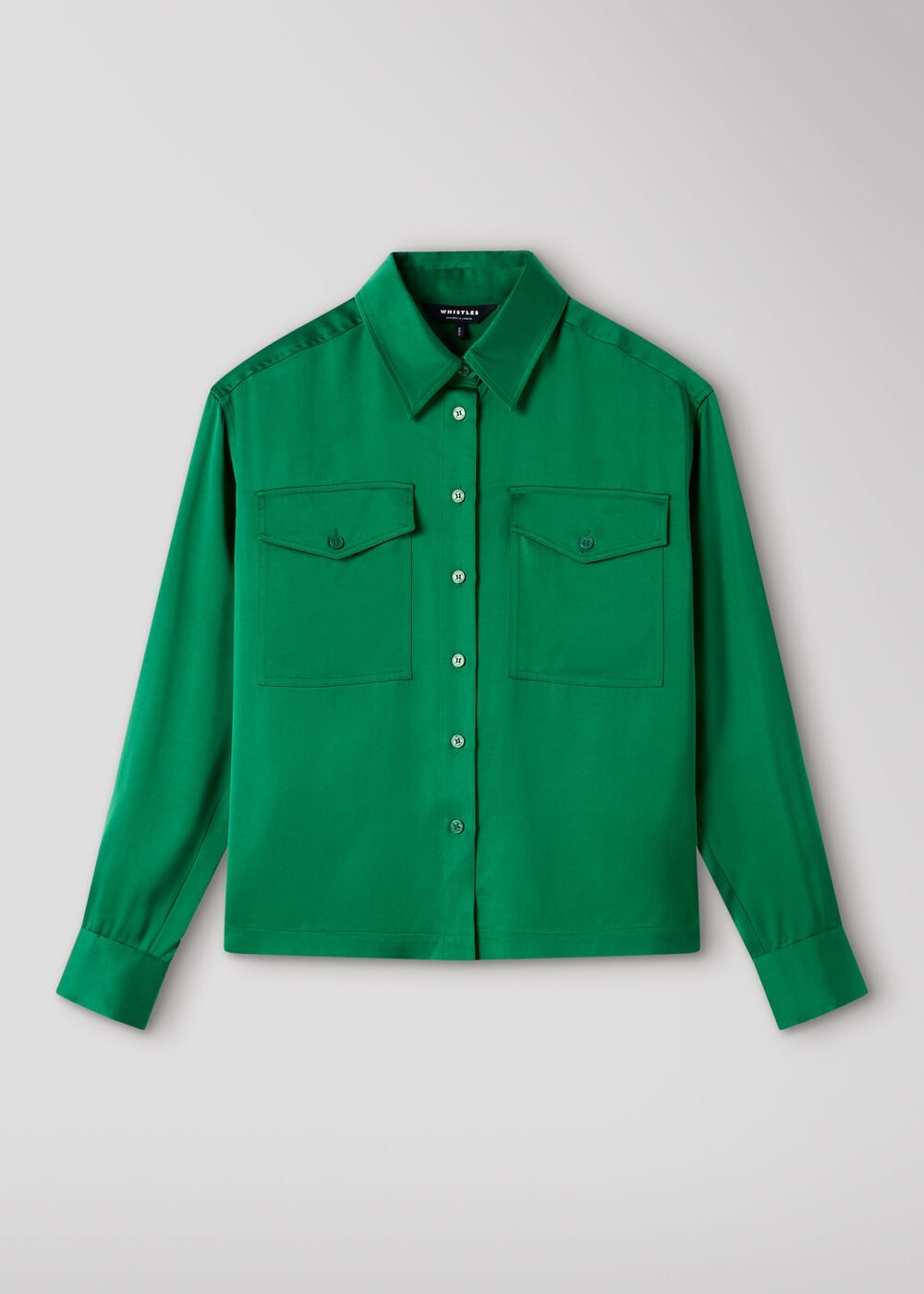 Green Utility Satin Viscose Shirt