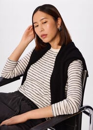 Stripe Crew Neck Pocket Top