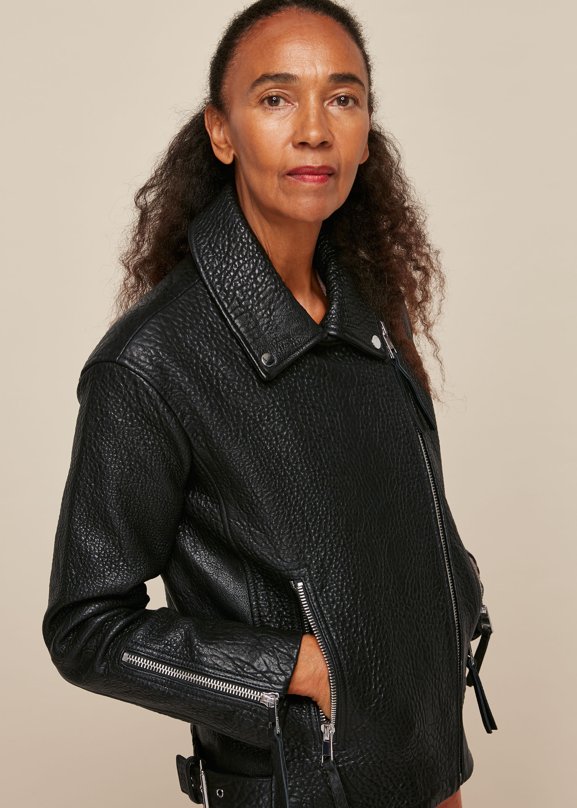 Whistles bubble leather top jacket
