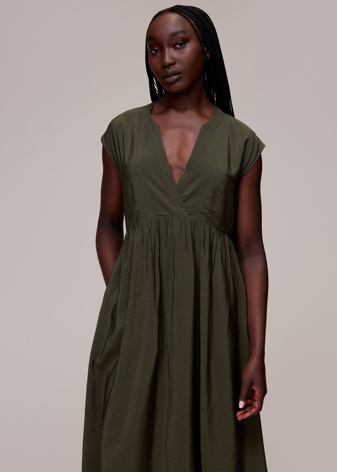 Khaki Amelie Trapeze Dress | WHISTLES