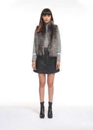 Short Sheepskin Gilet Grey