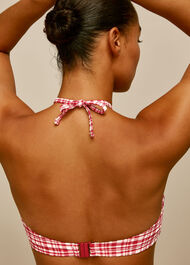 Check Halterneck Bikini Top Red/Multi