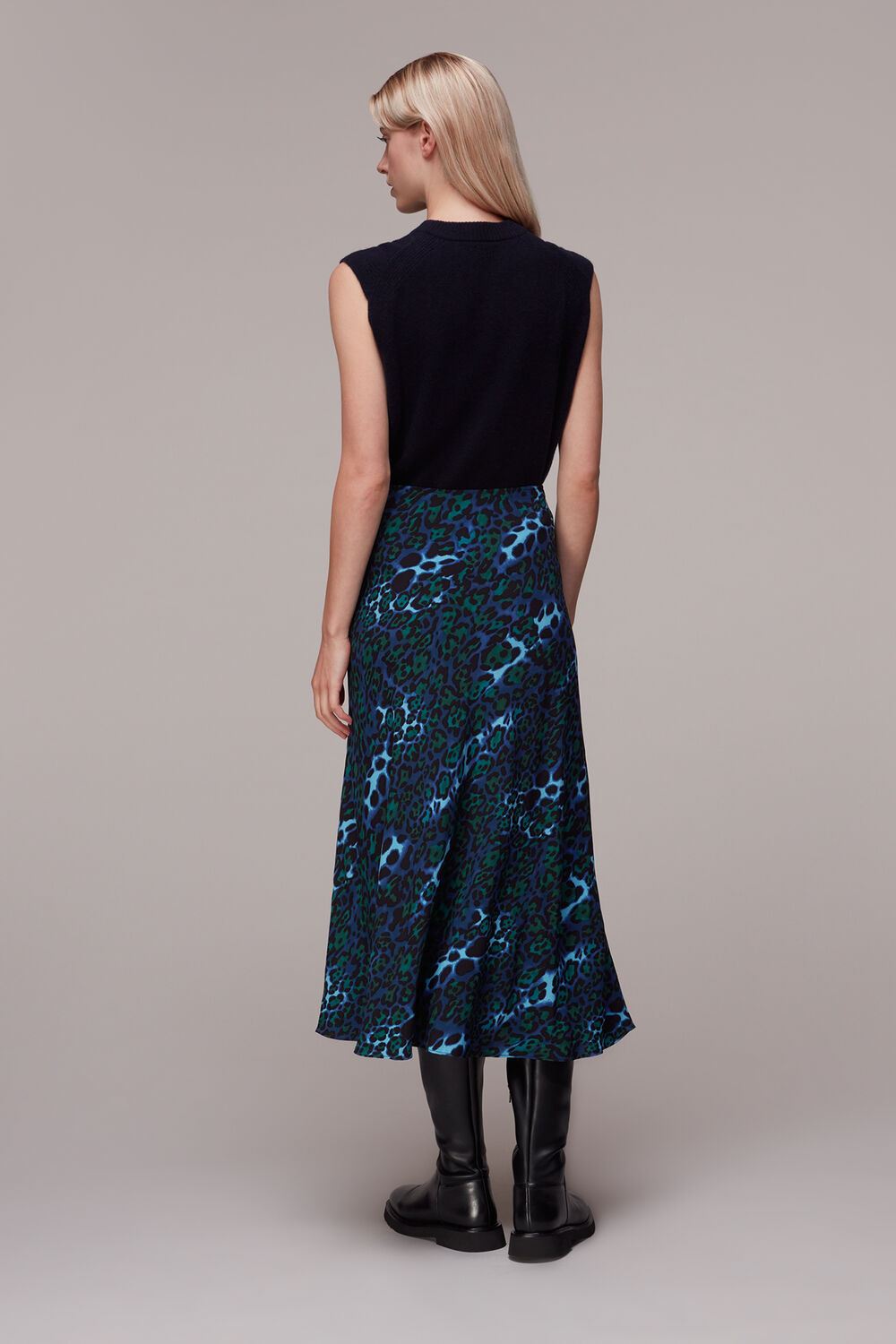 Night Cat Bias Cut Skirt