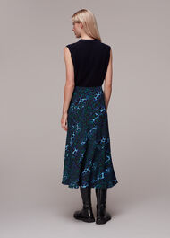 Night Cat Bias Cut Skirt