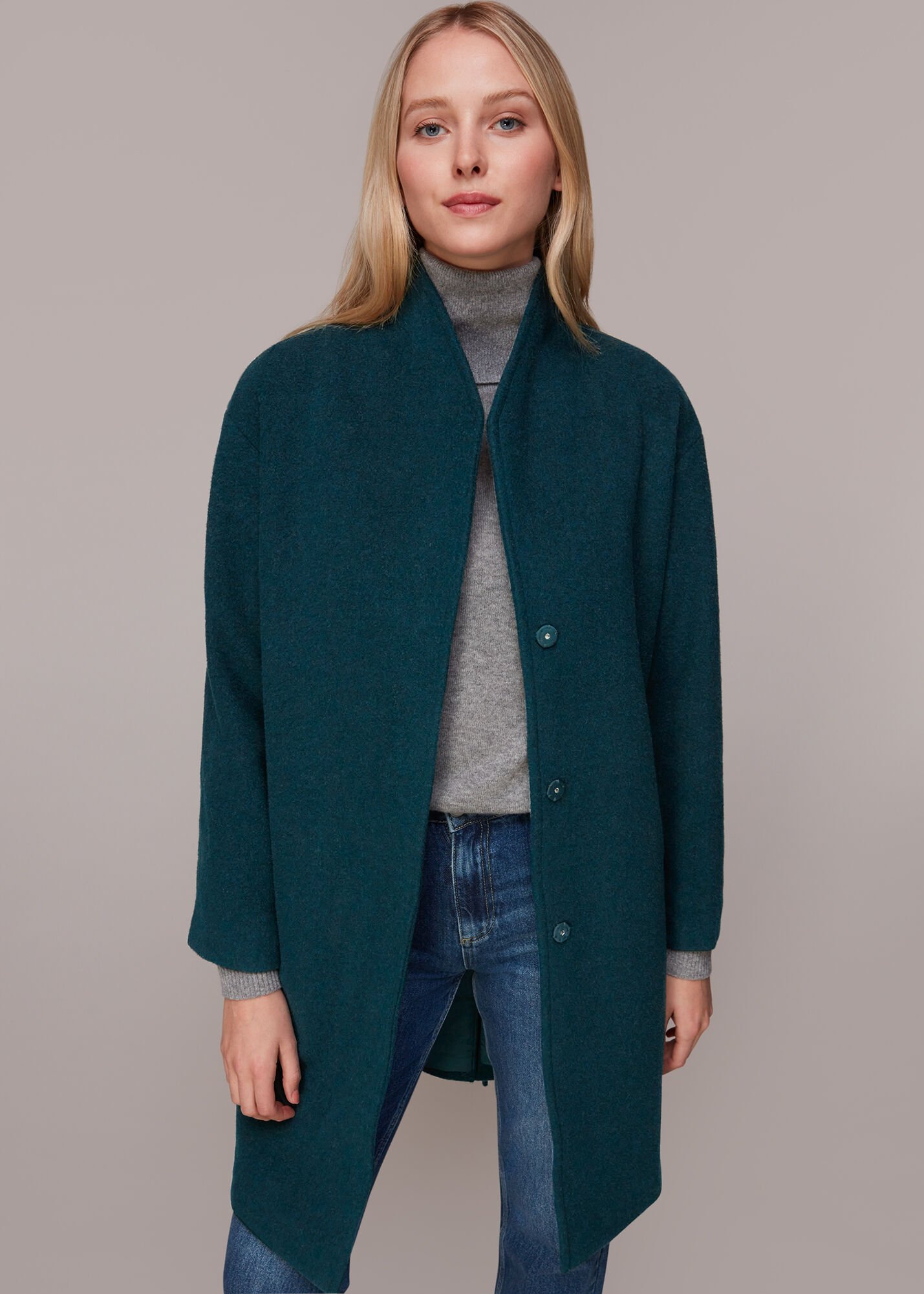 Funnel neck wool coat best sale