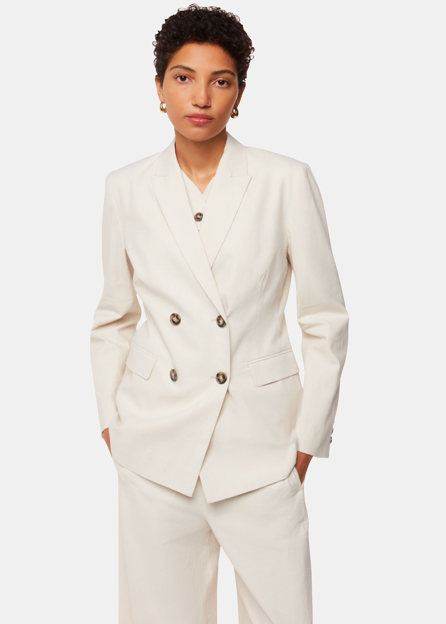 Oatmeal Lindsey Linen Blend Blazer WHISTLES Whistles US